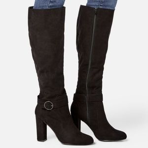Black block heel boot